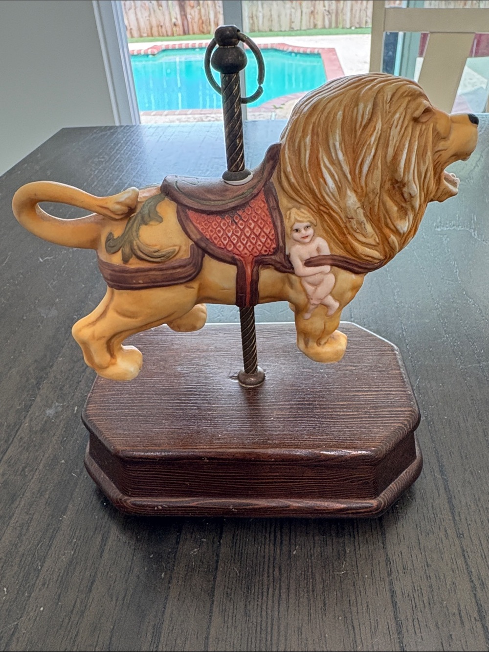Vintage Carousel Lion Figurine in Warm Tan and Brown
